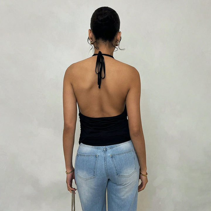 Haut enveloppant pour femmes avec un décolleté V profond et des détails de nœud élégants Levoire