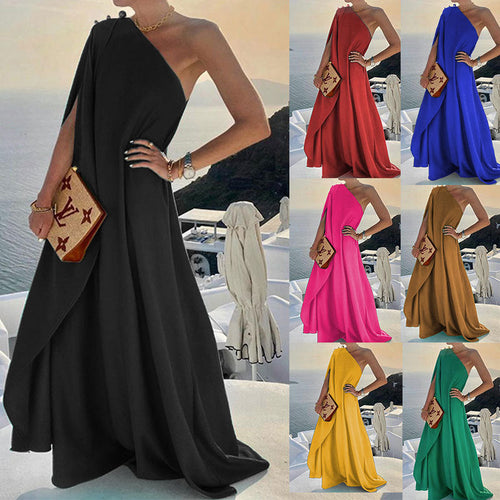 Levoire | Robe à une épaule Temperamentti Été Robe unie