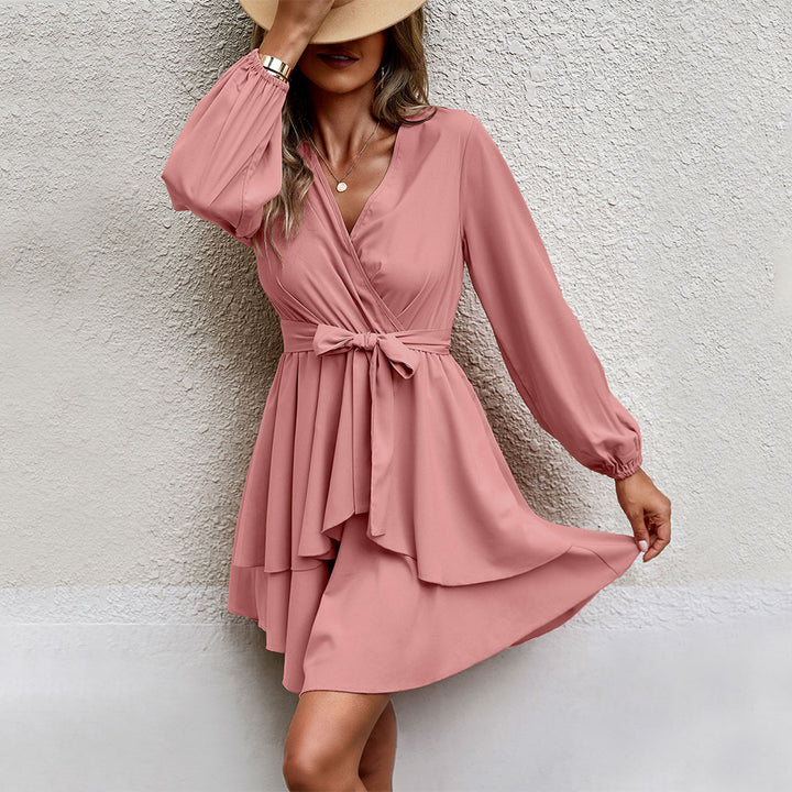 Robe portefeuille pour femmes avec manches longues et ceinture élégante à la taille Levoire