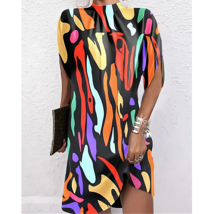 Levoire | Chic Fashion Robe à col rond à manches chauve-souris Couleur
