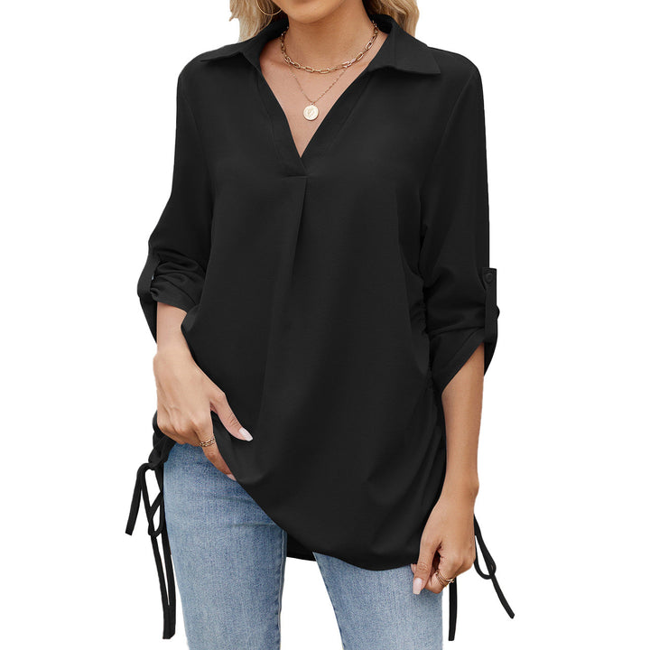 Levoire | Chemise légère à bretelles avec un chiffon décontracté à demi-manches noir