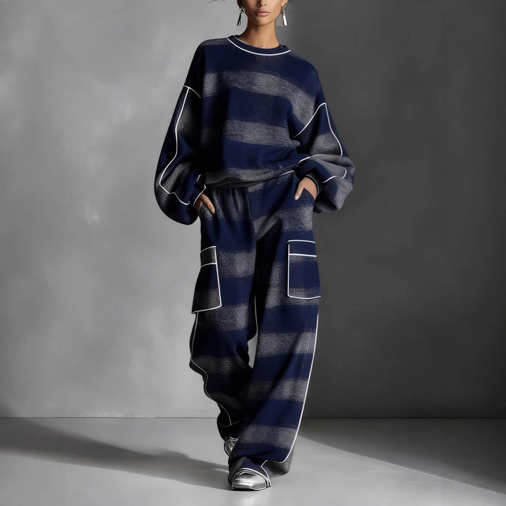 Costume décontracté pour femmes avec design rayé et poches profondes Levoire