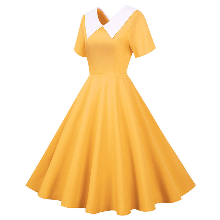 Robe Swing rétro pour femmes avec col élégant et jupe évasée Levoire