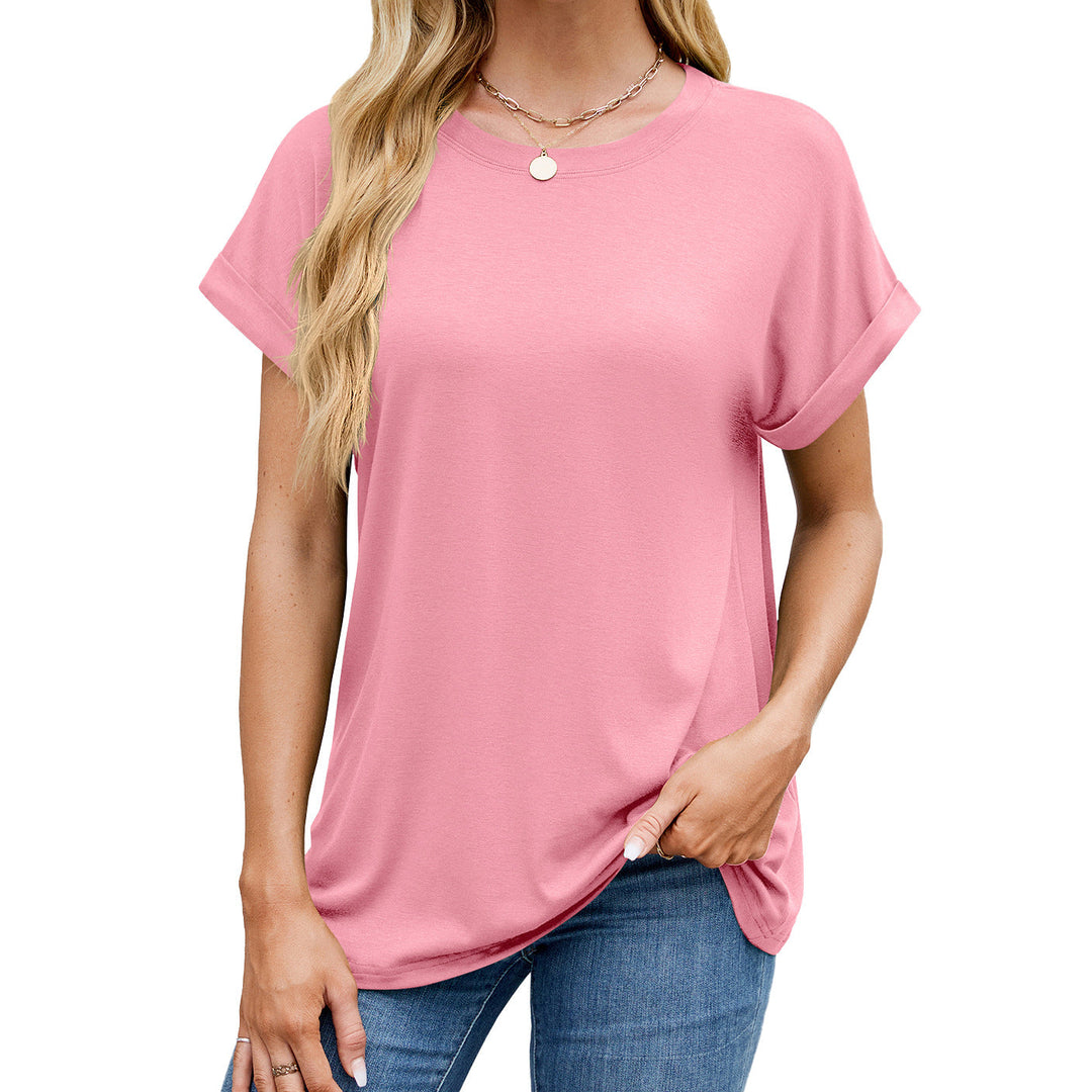 Levoire | Essentiel Uni Ronde Décontractée T-shirt Rosa