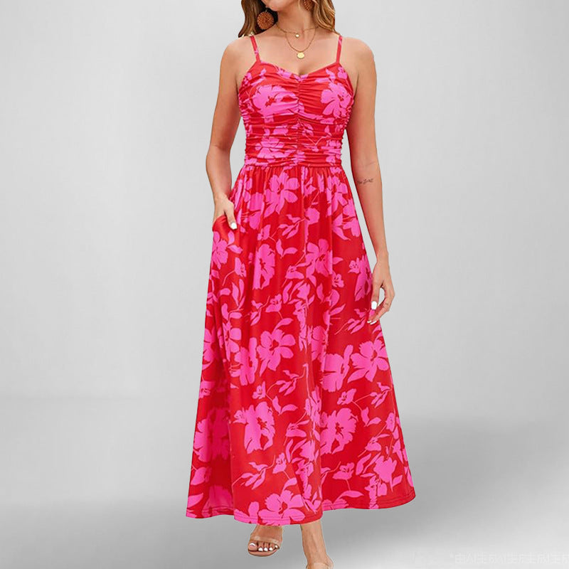 Robe maxi femme avec fines bretelles et poches latérales pratiques Levoire