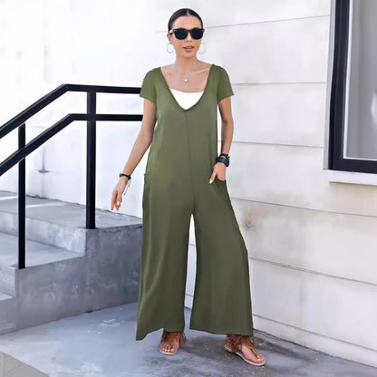 Levoire | Tendance Printemps Été Uni Patches Sac Décolleté en V Salopette