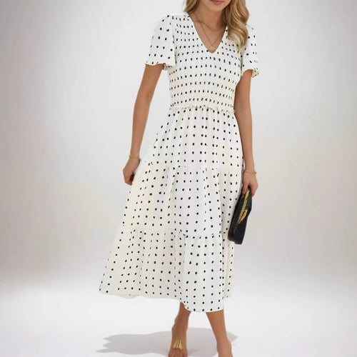 Robe midi femme avec taille élastique et détails volantés Levoire