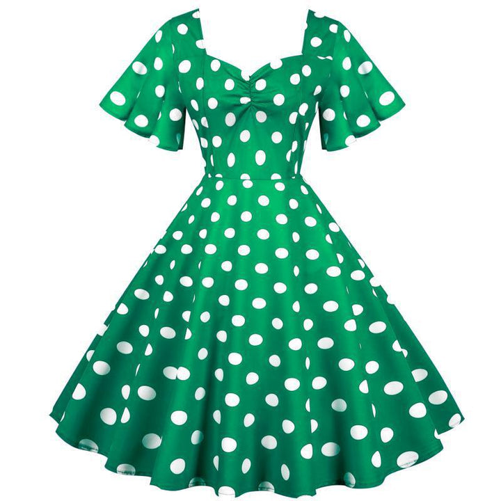 Robe Rockabilly pour femmes avec un motif amusant à pois et un ourlet flottant Levoire