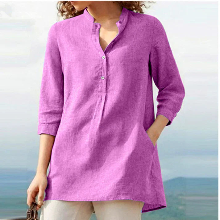 Levoire | Blouse En Lin Avec Décolleté En V Rosenrot