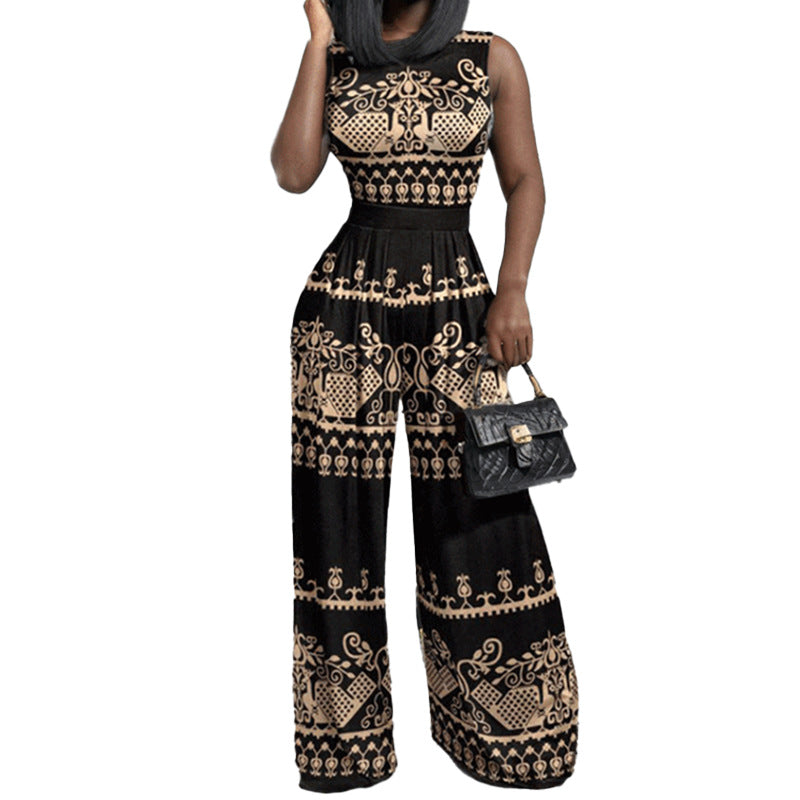 Femmes Combinaison Élégante avec Pantalon Large et Motif Floral Levoire