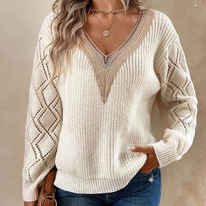 Levoire | Top À Décolleté En V Avec Manchettes En Dentelle Blanc