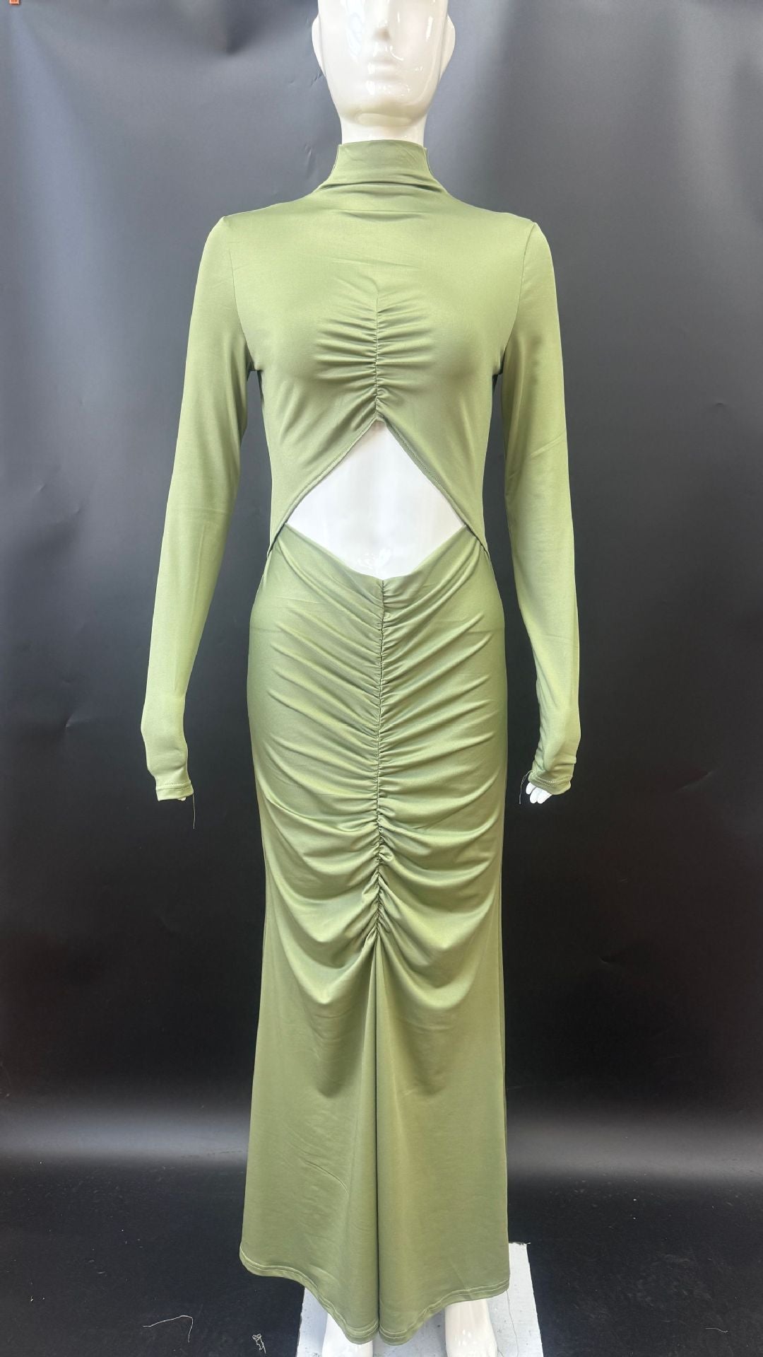 Levoire | Élégant Slim Fit Robe à Manches Longues Olive vert
