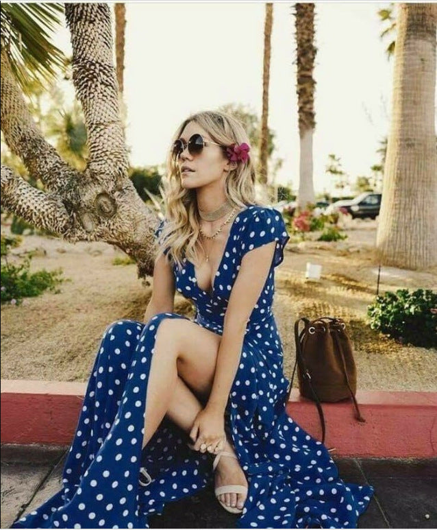 Robe maxi femme avec design floral enroulé et taille élégante Levoire