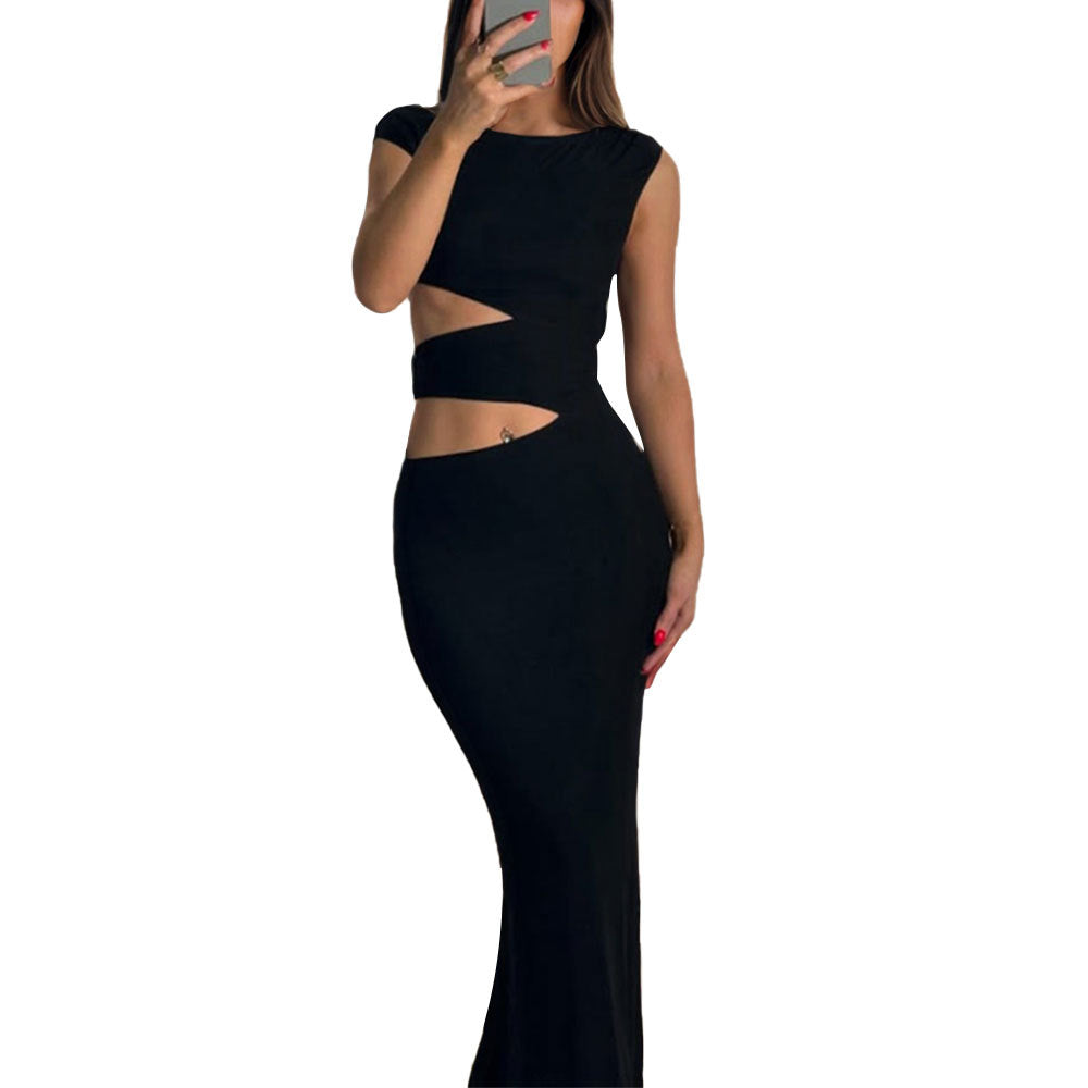 Robe maxi moulante pour femmes avec design découpé asymétrique Levoire