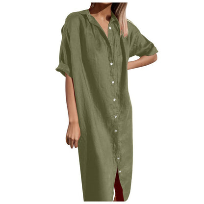 Levoire | Élégante Chemise de Plage Vêtements de Travail Slim Fit Robe Olive vert