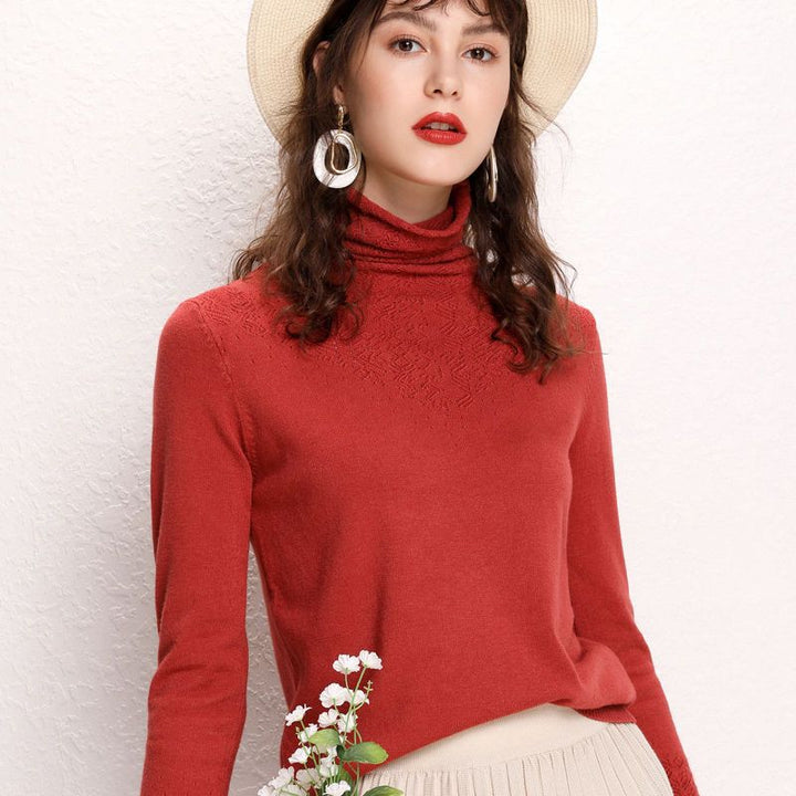 Pull pour femmes à col montant avec un motif texturé fin Levoire