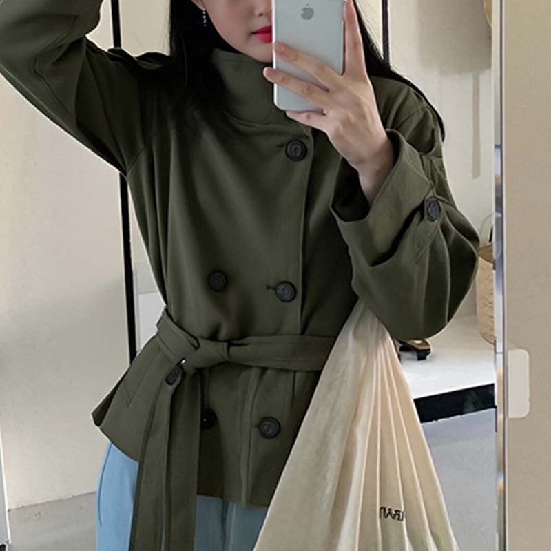Manteau long élégant pour femmes avec col montant et ceinture ajustable Levoire