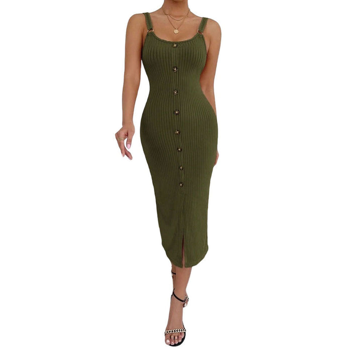 Robe midi femme avec détails de boutons et silhouette près du corps Levoire