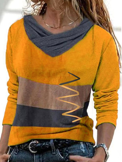 Levoire | Modern printed V-neck long-sleeve shirt Jaune