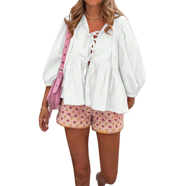 Blouse pour femmes avec des détails de volants ludiques et une coupe décontractée Levoire