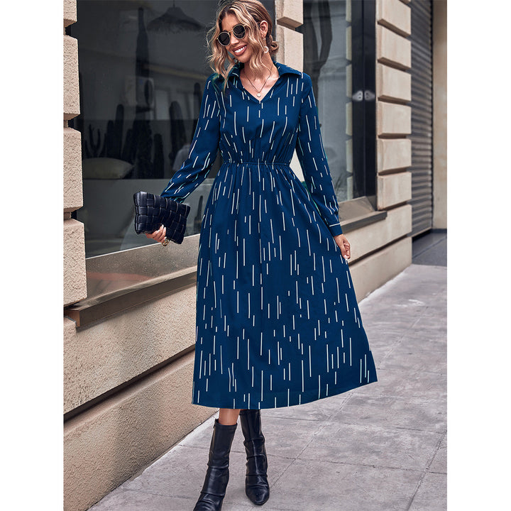 Robe midi pour femmes avec un col élégant et une taille élastique Levoire