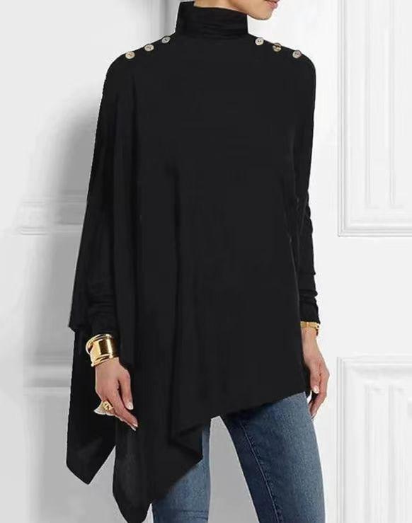 Levoire | Haut Asymétrique À Col Montant Élégant Pour Femmes Noir