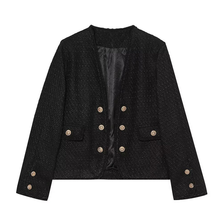 Levoire | Veste chic avec structure de boutons et jupe courte Débardeur noir A3