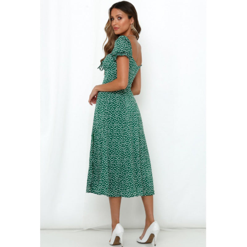Robe midi femme avec fente latérale et motif floral romantique Levoire