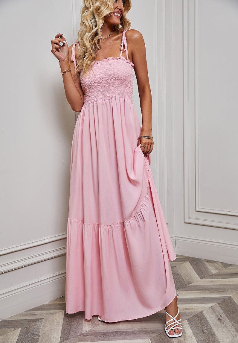 Robe maxi femme avec corsage élastique et jupe volumineuse Levoire