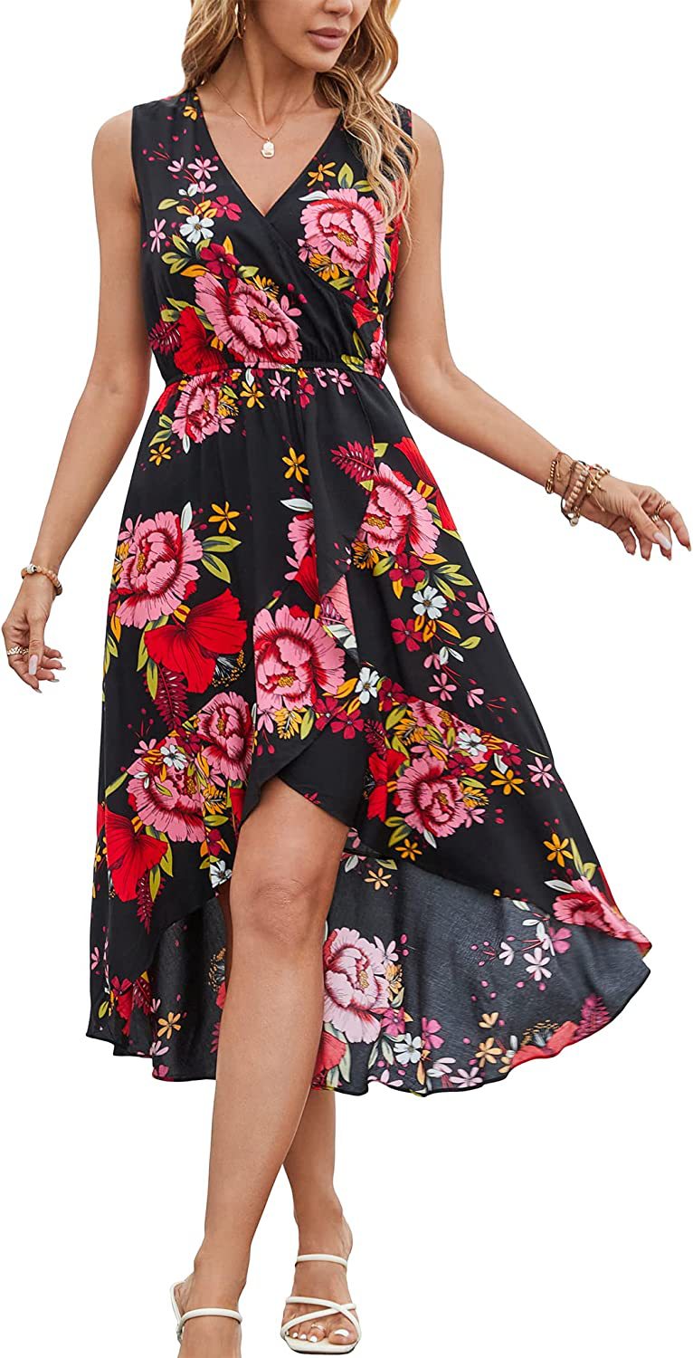Robe Maxi Femme avec Accents Floraux et Ourlet Tourbillonnant Levoire