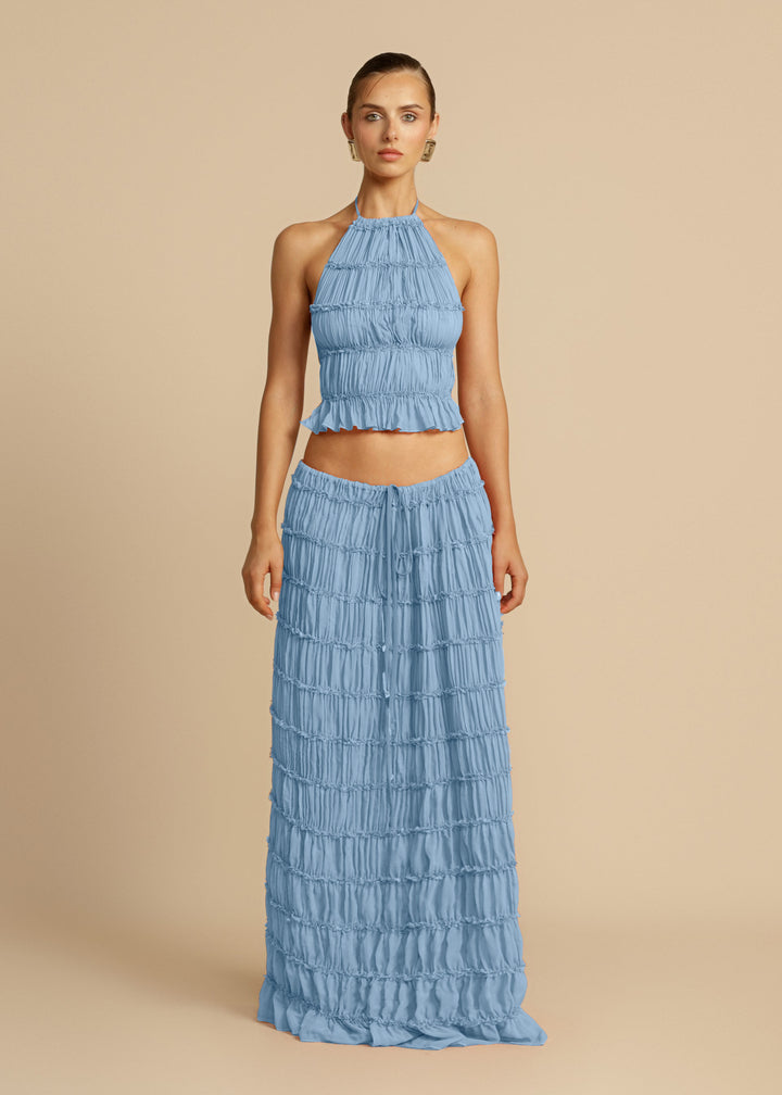Robe maxi pour femme avec corsage froncé et découpe élégante à la taille Levoire