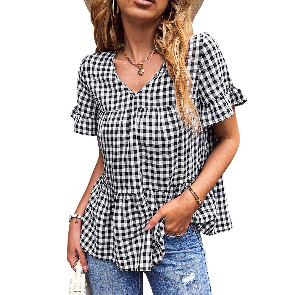 Blouse pour femmes avec décolleté en V et manches volantes Levoire
