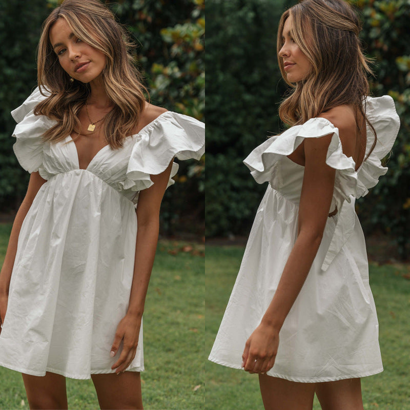 Robe mini aérienne pour femmes avec des volants volumineux Levoire