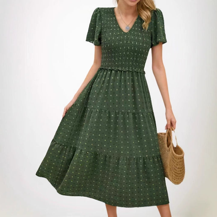 Robe midi femme avec taille élastique et détails volantés Levoire