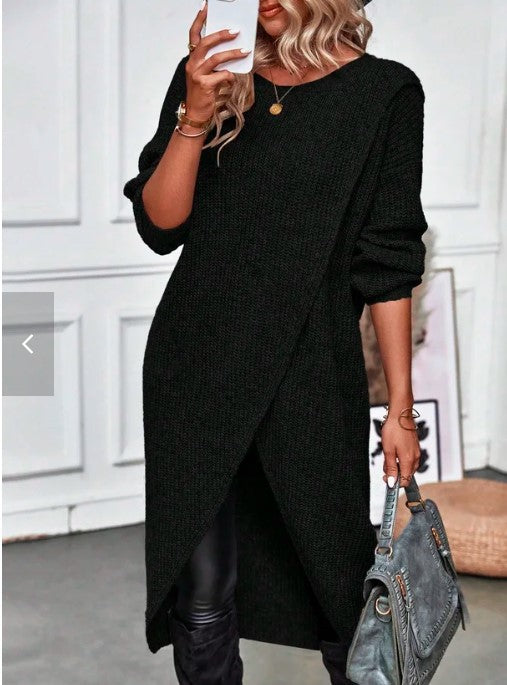 Robe tricotée pour femmes avec coupe asymétrique et design large oversize Levoire