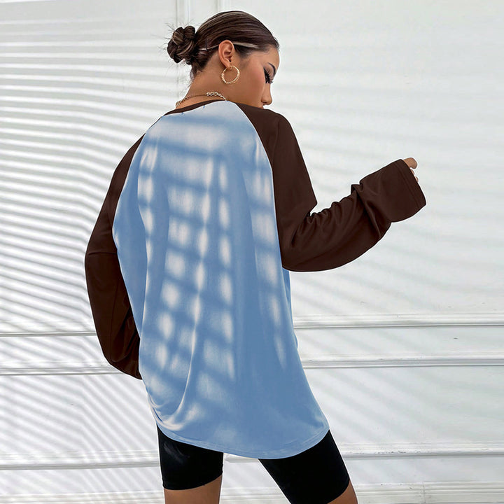 T-shirt à manches longues pour femmes avec une coupe raglan sportive et un design color block tendance Levoire