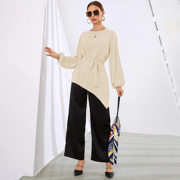 Blouse asymétrique pour femmes avec ceinture à la taille Levoire