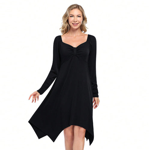 Robe longue asymétrique pour femme avec manches longues et corsage froncé Levoire