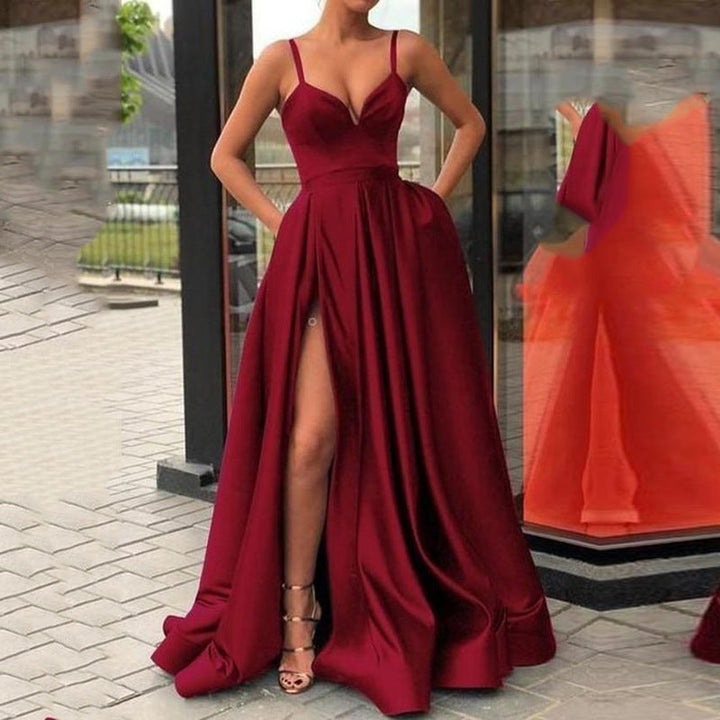 Levoire | Élégant accentuant Simple Longueur de plancher Tenue de soirée Bourgogne