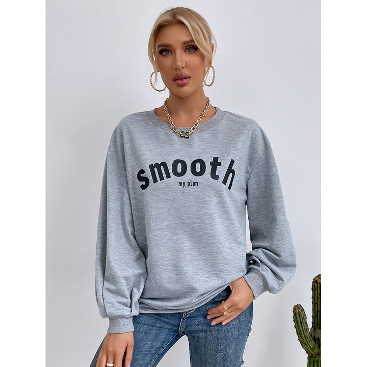 Sweat-shirt décontracté pour femmes avec des manches bouffantes raffinées et une écriture créative Levoire
