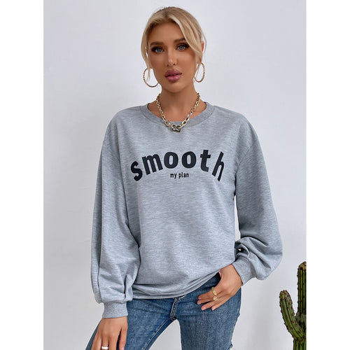 Sweat-shirt décontracté pour femmes avec des manches bouffantes raffinées et une écriture créative Levoire