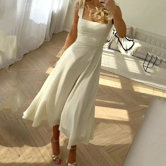 Levoire | Robes élégantes sans manches à bretelles de couleur unie pour femmes