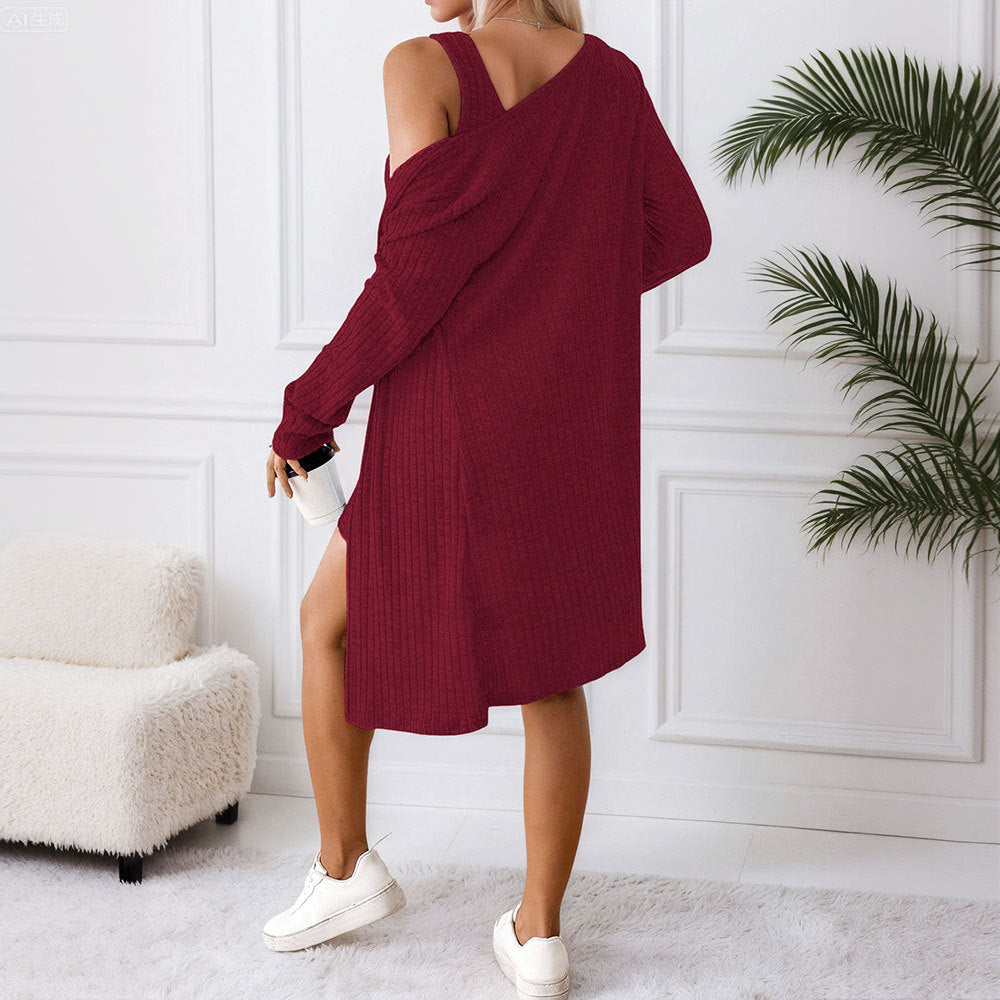 Robe tricotée décontractée pour femmes avec cardigan ouvert Levoire