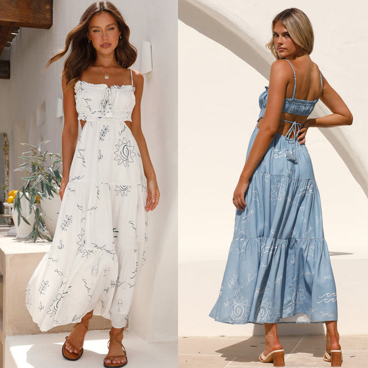 Robe maxi pour femmes avec bretelles réglables et corsage élastique Levoire