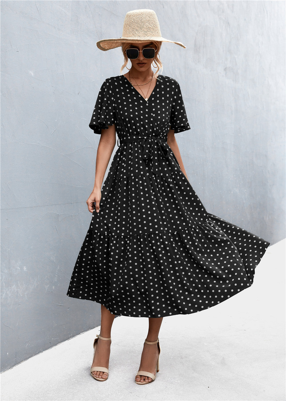 Robe midi femme avec motif floral et lien de taille ajustable Levoire