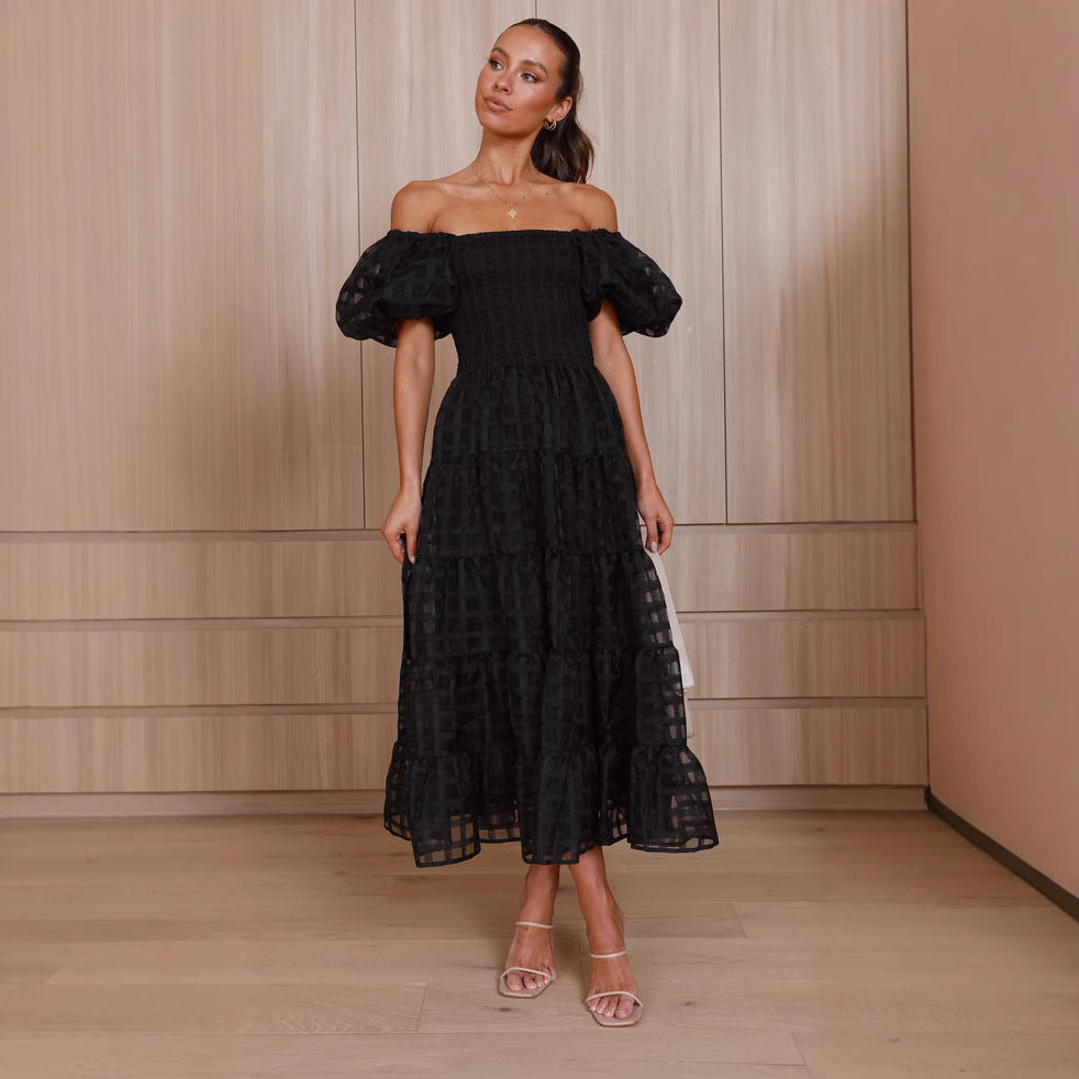 Robe maxi pour femmes avec des manches bouffantes aérées et un corsage froncé Levoire