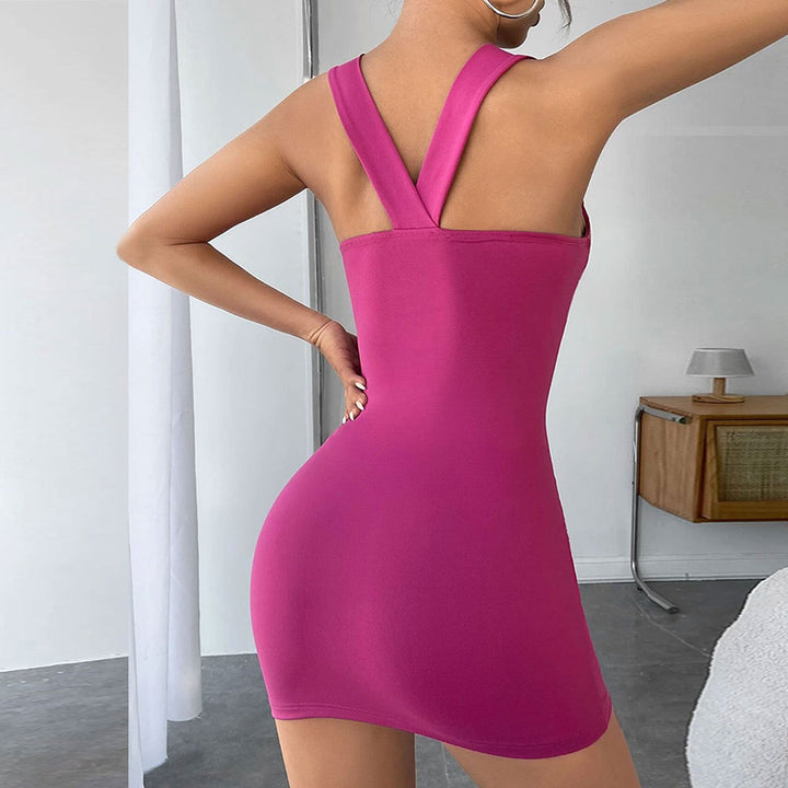 Robes mini halter ajustée pour femmes avec un design drapé élégant Levoire