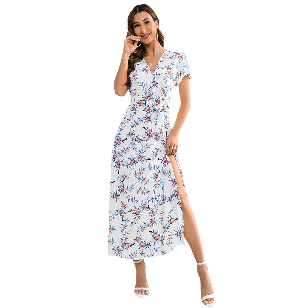 Robe maxi femme avec motif floral et ceinture à la taille Levoire