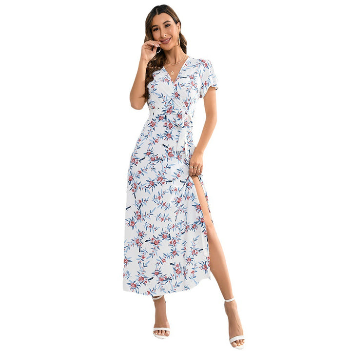 Robe maxi femme avec motif floral et ceinture à la taille Levoire