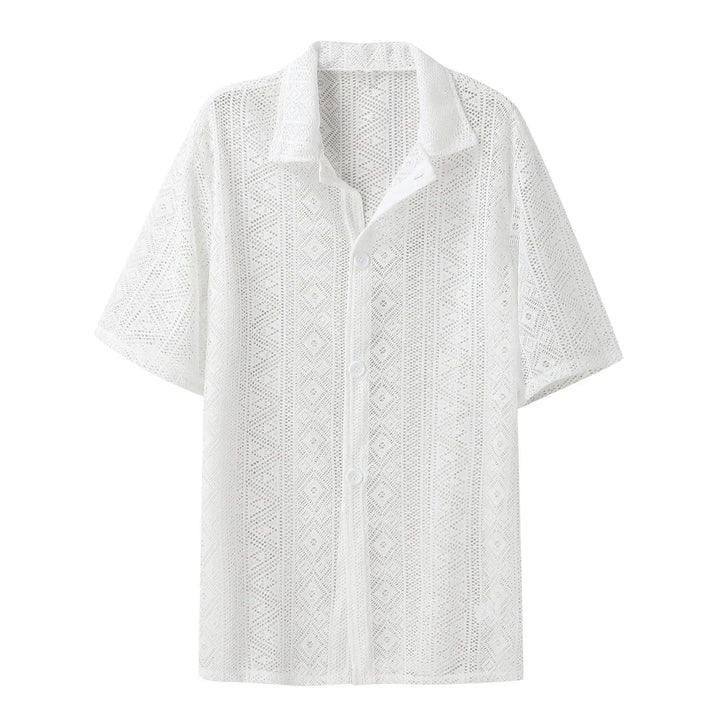 Levoire | Chemise en dentelle transparente à manches 3/4 unie Blanc